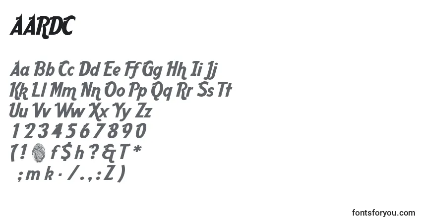 A fonte AARDC    (118597) – alfabeto, números, caracteres especiais