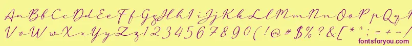 aAutoSignature-Schriftart – Violette Schriften auf gelbem Hintergrund