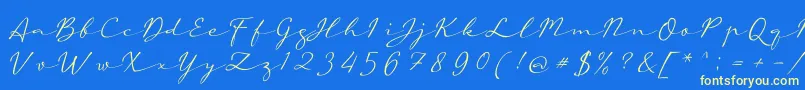 フォントaAutoSignature – 黄色の文字、青い背景