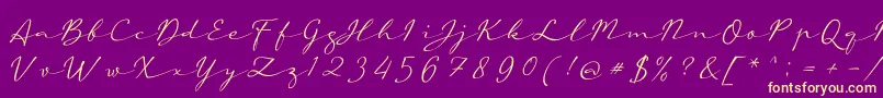 aAutoSignature-Schriftart – Gelbe Schriften auf violettem Hintergrund