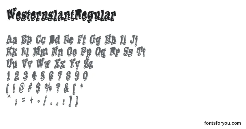 A fonte WesternslantRegular – alfabeto, números, caracteres especiais