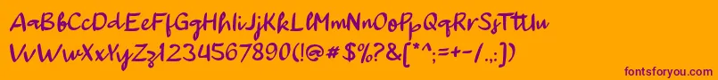 aAutoyesClosely Font – Purple Fonts on Orange Background
