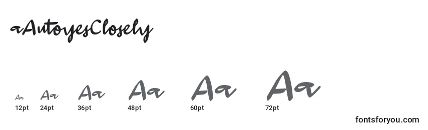 Размеры шрифта AAutoyesClosely