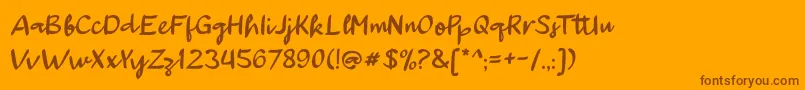 aAutoyesClosely Font – Brown Fonts on Orange Background