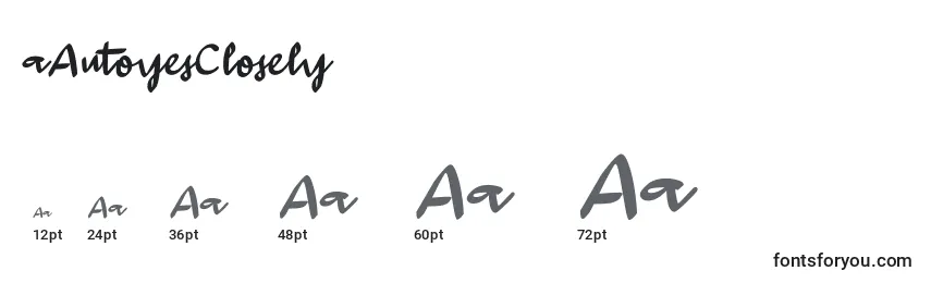 Größen der Schriftart AAutoyesClosely (118601)
