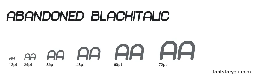Размеры шрифта Abandoned BlackItalic