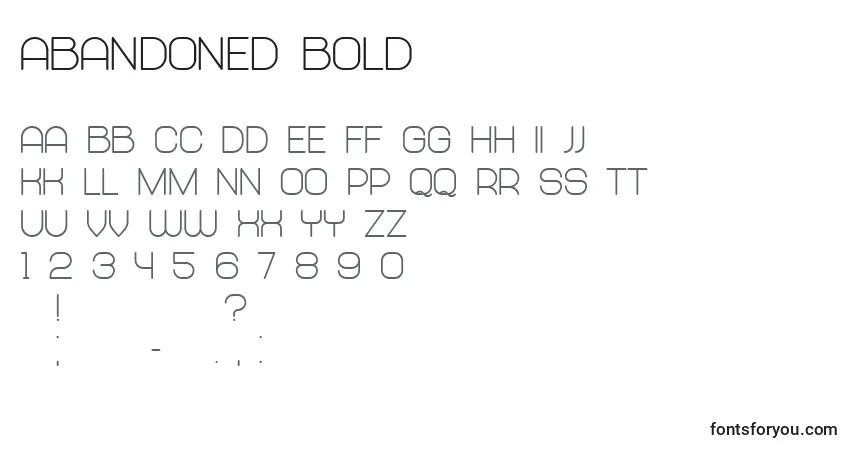 Шрифт Abandoned Bold – алфавит, цифры, специальные символы