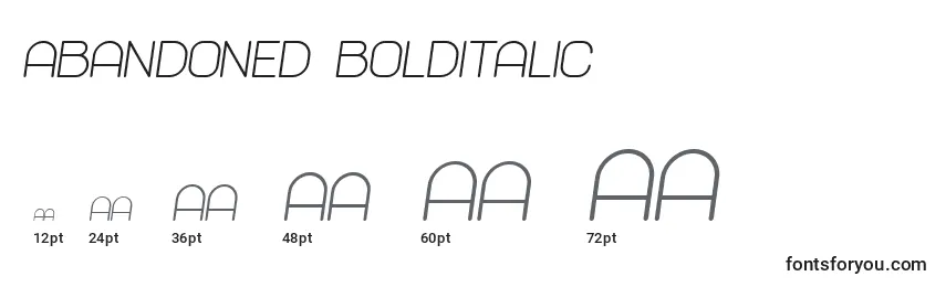 Размеры шрифта Abandoned BoldItalic