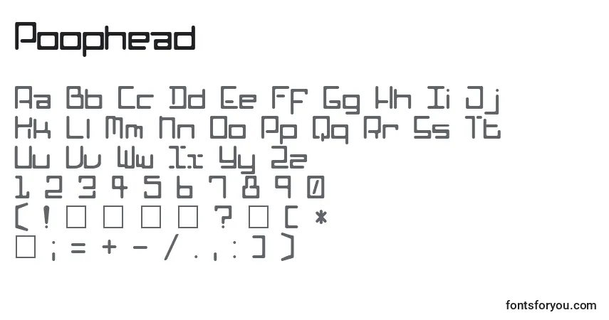 Schriftart Poophead – Alphabet, Zahlen, spezielle Symbole
