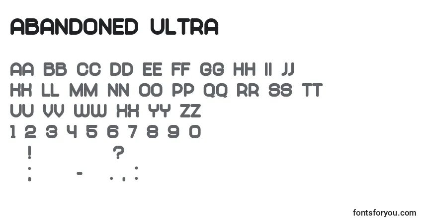 A fonte Abandoned Ultra – alfabeto, números, caracteres especiais