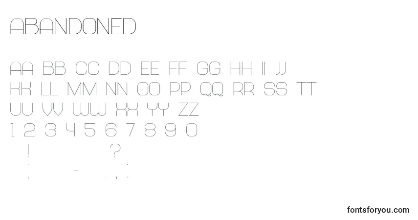 Шрифт Abandoned – алфавит, цифры, специальные символы