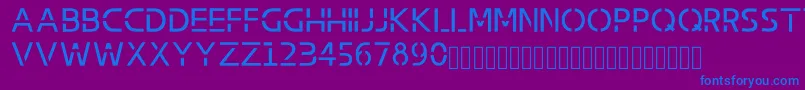 Czcionka Abang – niebieskie czcionki na fioletowym tle