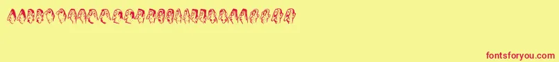 Abantu-Schriftart – Rote Schriften auf gelbem Hintergrund