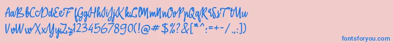 フォントABasterRules – ピンクの背景に青い文字