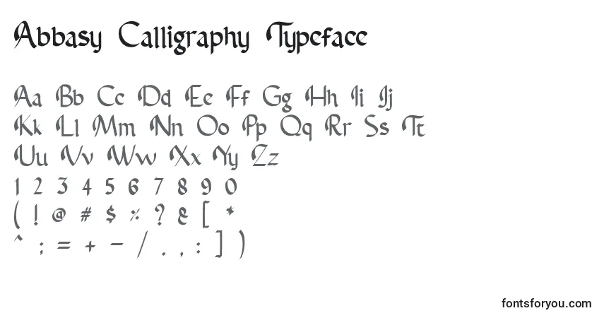 A fonte Abbasy Calligraphy Typeface – alfabeto, números, caracteres especiais