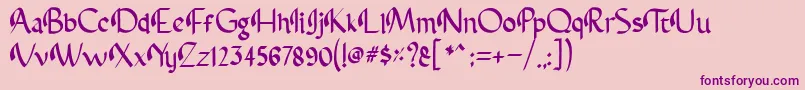 Abbasy Calligraphy Typeface Font – Purple Fonts on Pink Background
