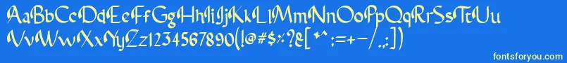 フォントAbbasy Calligraphy Typeface – 黄色の文字、青い背景