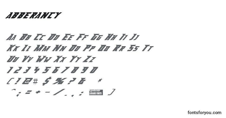 Шрифт Abberancy (118617) – алфавит, цифры, специальные символы