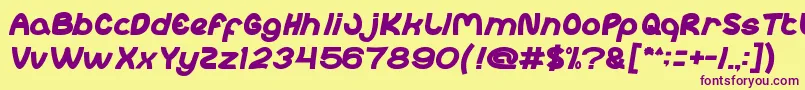 abc Bold Font – Purple Fonts on Yellow Background
