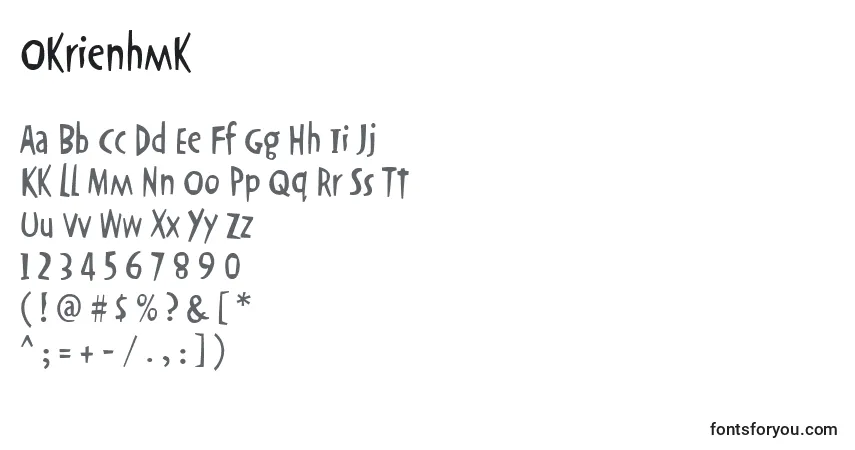 Schriftart Okrienhmk – Alphabet, Zahlen, spezielle Symbole