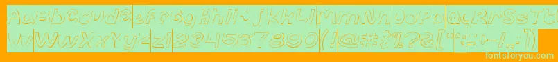 abc Hollow Inverse-Schriftart – Grüne Schriften auf orangefarbenem Hintergrund