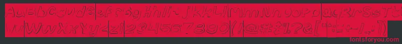 abc Hollow Inverse-Schriftart – Rote Schriften auf schwarzem Hintergrund