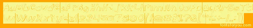 abc Hollow Inverse-Schriftart – Gelbe Schriften auf orangefarbenem Hintergrund