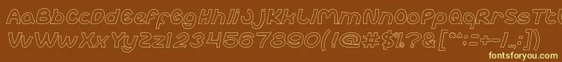 abc Hollow-fontti – keltaiset fontit ruskealla taustalla