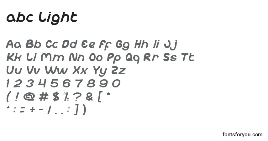 Шрифт Abc Light – алфавит, цифры, специальные символы