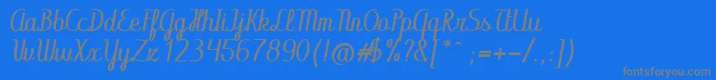 Abecedary Italic-Schriftart – Graue Schriften auf blauem Hintergrund