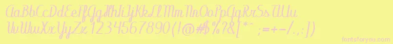 Abecedary Italic Font – Pink Fonts on Yellow Background