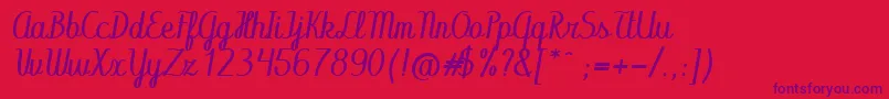 Abecedary Italic Font – Purple Fonts on Red Background