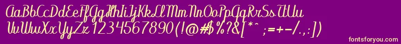 Abecedary Italic Font – Yellow Fonts on Purple Background