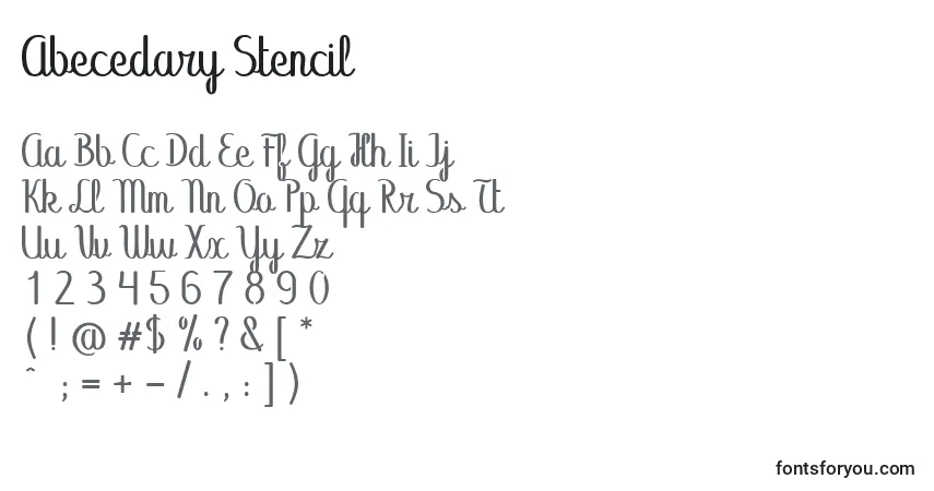 Fuente Abecedary Stencil - alfabeto, números, caracteres especiales