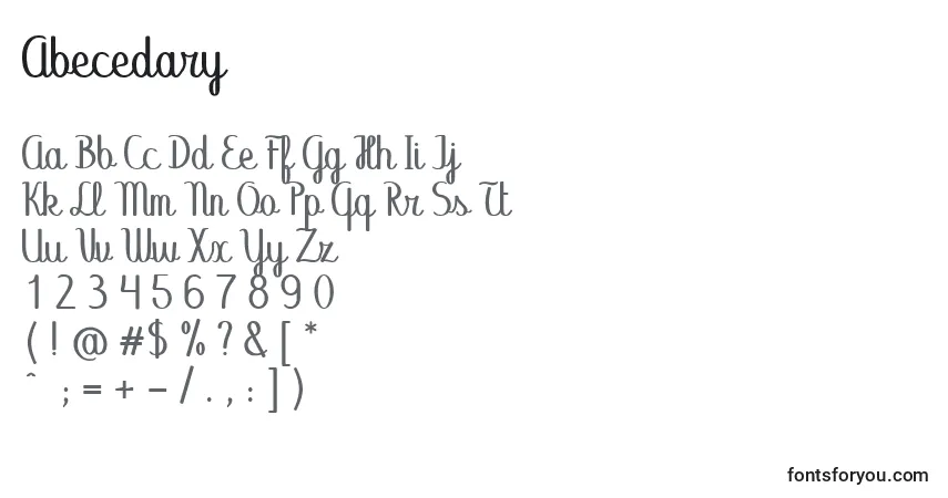 Schriftart Abecedary – Alphabet, Zahlen, spezielle Symbole