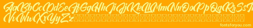 Abeganshi-Schriftart – Gelbe Schriften auf orangefarbenem Hintergrund