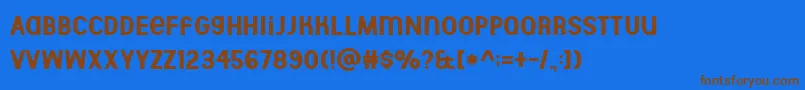 フォントAberforth Demo – 茶色の文字が青い背景にあります。