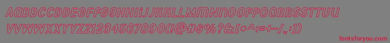 フォントAberforth outline italic – 赤い文字の灰色の背景