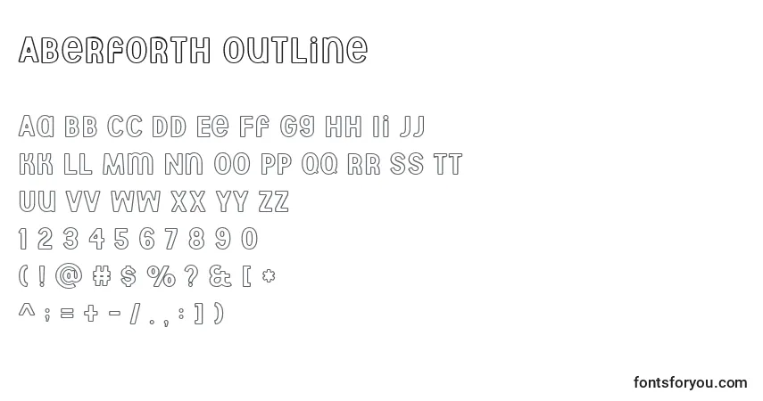 Aberforth outline-fontti – aakkoset, numerot, erikoismerkit