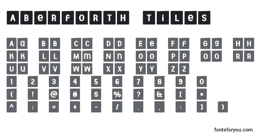 A fonte Aberforth Tiles – alfabeto, números, caracteres especiais