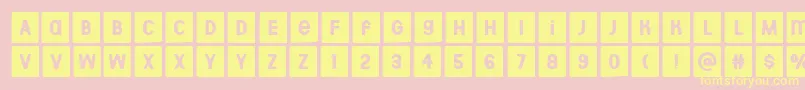 Aberforth Tiles-Schriftart – Gelbe Schriften auf rosa Hintergrund