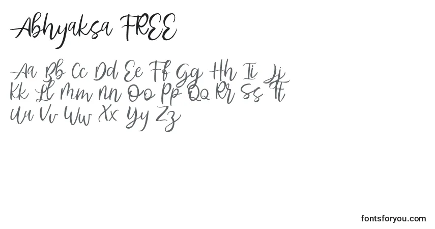 A fonte Abhyaksa FREE (118641) – alfabeto, números, caracteres especiais