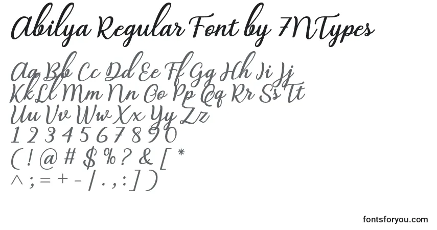 Czcionka Abilya Regular Font by 7NTypes – alfabet, cyfry, specjalne znaki