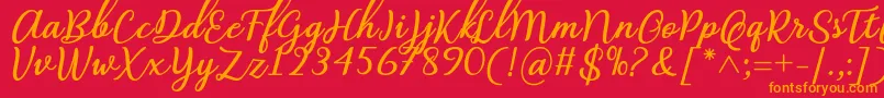 Abilya Regular Font by 7NTypes-fontti – oranssit fontit punaisella taustalla