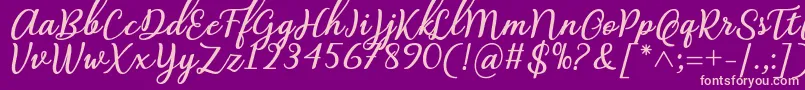 Fonte Abilya Regular Font by 7NTypes – fontes rosa em um fundo violeta