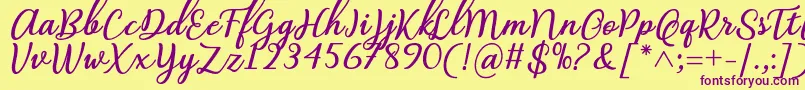 Abilya Regular Font by 7NTypes-fontti – violetit fontit keltaisella taustalla