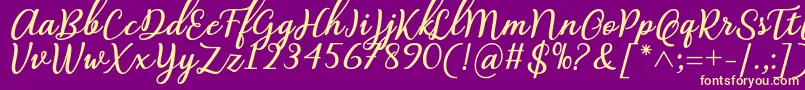 Czcionka Abilya Regular Font by 7NTypes – żółte czcionki na fioletowym tle