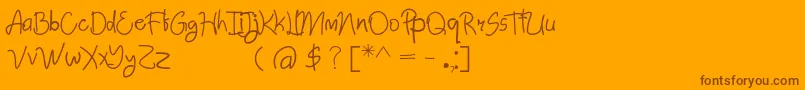 Saiba mais sobre a fonte AbimPenyok Regular Fonte AbimPenyok Regular – fontes marrons em um fundo laranja
