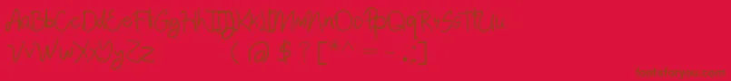 AbimPenyok Regular-Schriftart – Braune Schriften auf rotem Hintergrund