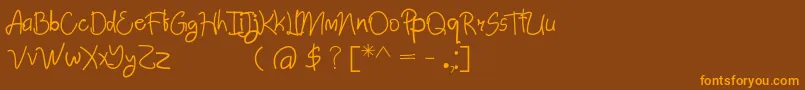 AbimPenyok Regular-Schriftart – Orangefarbene Schriften auf braunem Hintergrund